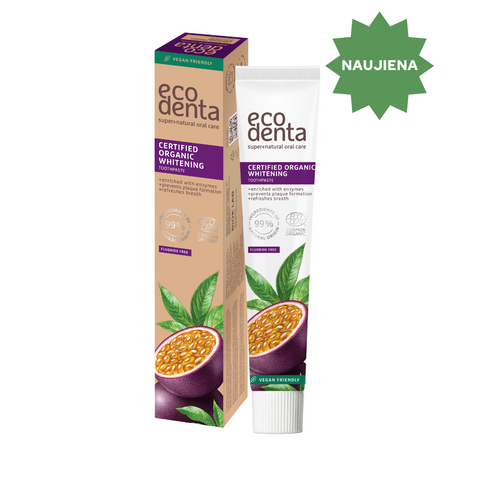 Organic balinamoji pasiflorų skonio dantų pasta su enzimais 75 ml