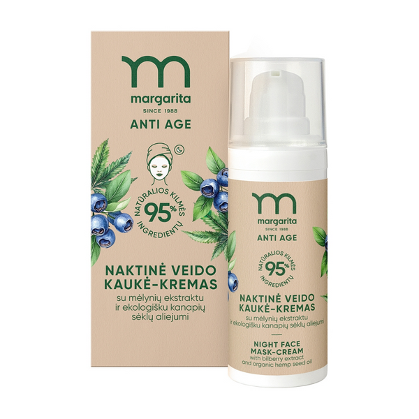 MARGARITA ANTI AGE naktinė veido kaukė-kremas 50ml – BIOK LAB
