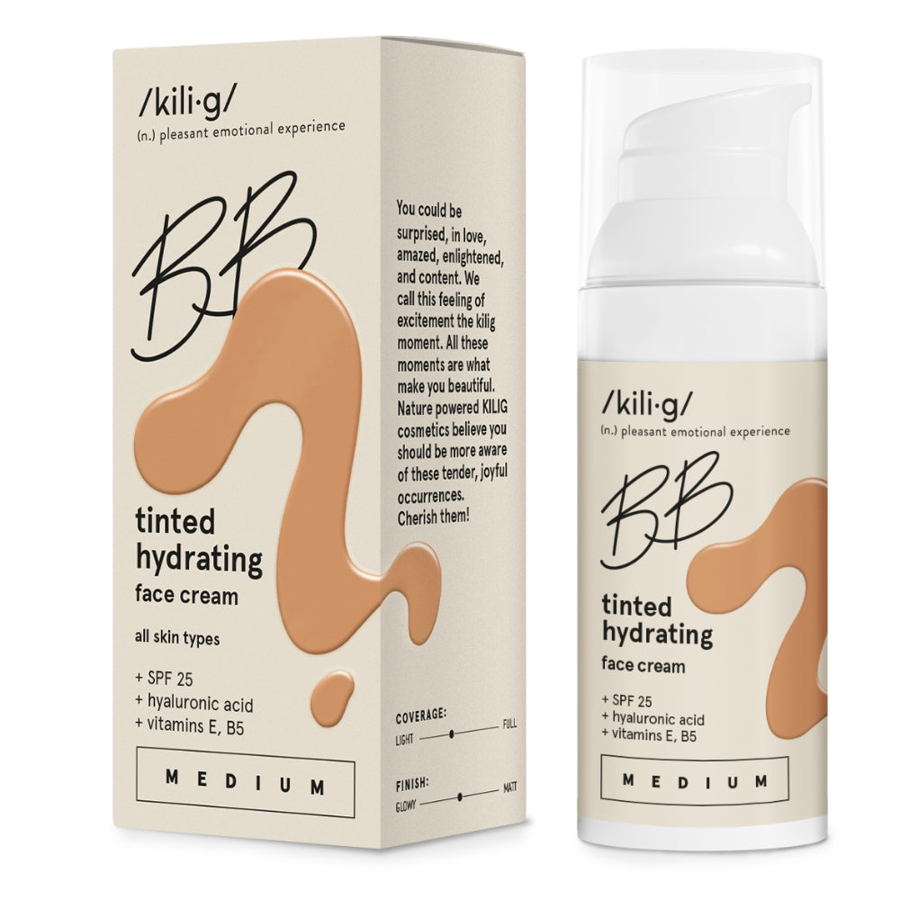 KILIG BB CREAM Drėkinamasis veido kremas su atspalviu SPF25 MEDIUM 50ML